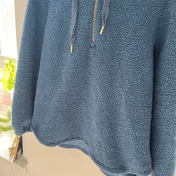 Loft Blue Boucle Oversized Hoodie Sweatshirt Size Large - Picture 6 of 7